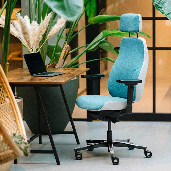 Sit And Move Therapod X2 HR Hovedstøtte Azur - Kontorstol Facet Uld Azur/Askgrå - Billede 3
