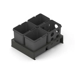 Merida 60x45 | Affaldssystem til 60 cm skuffe inkl. 4x7 liters spande (systemdybde 45 cm) - Antracit Grå