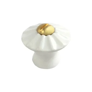 Plissé | Knop i Hvid Porcelæn/Messing