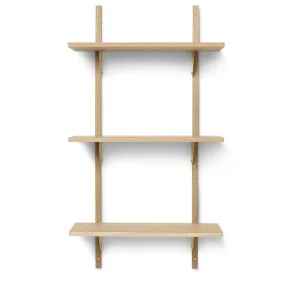 Sector Shelf Tripple/Narrow- Oak/Brass